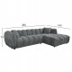 ΚΑΝΑΠΕΣ ΓΩΝΙΑ (ΔΕΞΙΑ) LYKKE HM3326.01R ΓΚΡΙ ΥΦΑΣΜΑ 280x89-165(η γωνία)x70Υεκ