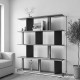 120-000677 Βιβλιοθήκη Ratu pakoworld ανθρακί με oak 120x24,6x141εκ