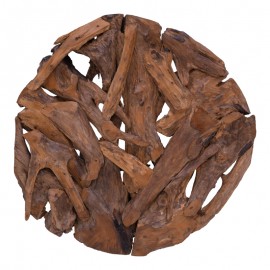 338-000032 Διακοσμητικό τοίχου Sebal pakoworld teak ξύλο σε φυσική απόχρωση Φ80x5εκ