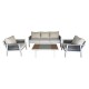 Ε6878 TORO Set Σαλόνι Κήπου 4τεμ, Alu Άσπρο, Rope Wicker Ανθρακί , Polywood Φυσικό, Μαξ.Εκρού