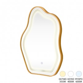 384-000029 Καθρέπτης Bloby pakoworld με led αλουμίνιο χρυσό 50x4x70εκ