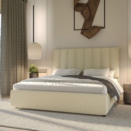 GR-UNON16-Q02 Κρεβάτι Unona Μπεζ Μπουκλέ 160x200cm
