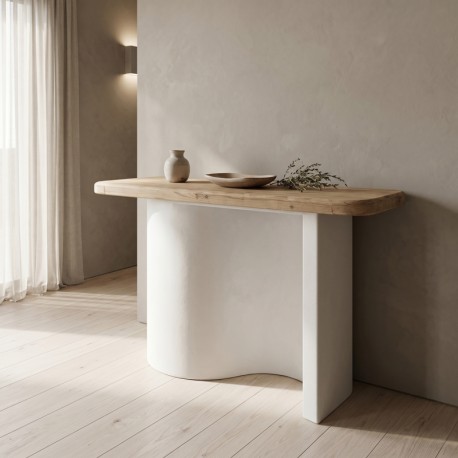 415-000012 Κονσόλα Jeckie pakoworld ξύλο ελάτου-mdf oak-λευκό 120x38x80εκ