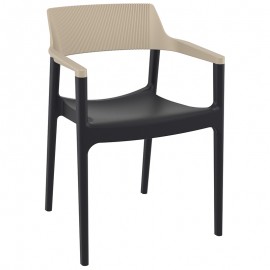 20-0932-8 TULUM BLACK/TAUPE ΠΟΛΥΘΡΟΝΑ ΠΟΛ/ΝΙΟΥ 55X52X79εκ.