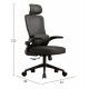 ΚΑΡΕΚΛΑ ΓΡΑΦΕΙΟΥ KESI HM1222.01 ΜΑΥΡO MESH & PP 52x50x122Υεκ.