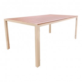 152-000106 Τραπέζι Nares pakoworld αλουμίνιο cappuccino-plywood σε φυσική απόχρωση 140x80x72.5εκ