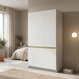 049-000125 Ντουλάπα τρίφυλλη Merzia pakoworld  sonoma-λευκό 120x46.5x183εκ