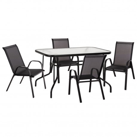 ΣΕΤ ΤΡΑΠΕΖΑΡΙΑΣ 5ΤΜΧ ADAM HM10896.03 ΤΡΑΠΕΖΙ 120x70εκ & 4 ΠΟΛΥΘΡΟΝΕΣ--ΜΑΥΡΟ