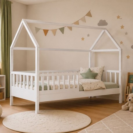 ΕΚ701,1 DREAM τ.Montessori Παιδικό Κρεβάτι, για Στρώμα 90x190cm, Ξύλο Πεύκου Απόχρωση Άσπρο