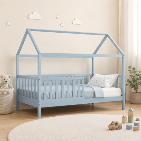 ΕΚ701,3 DREAM τ.Montessori Παιδικό Κρεβάτι, για Στρώμα 90x190cm, Ξύλο Πεύκου Απόχρωση Γαλάζιο