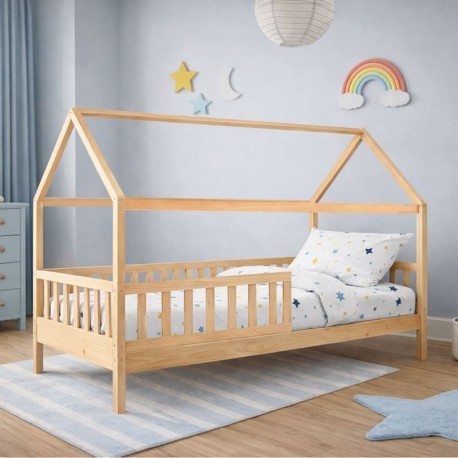 ΕΚ701,4 DREAM τ.Montessori Παιδικό Κρεβάτι, για Στρώμα 90x190cm, Ξύλο Πεύκου Απόχρωση Φυσικό