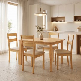 200-001711 Τραπεζαρία Dallan Country pakoworld 5τεμ σε φυσική απόχρωση rubberwood 120-150x80x74εκ