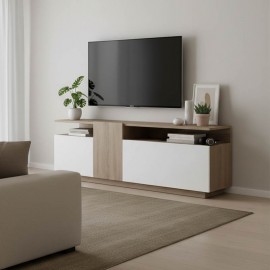 230-000122 Έπιπλο τηλεόρασης Vendora pakoworld σε sonoma-λευκή απόχρωση 150x29.5x46.3εκ