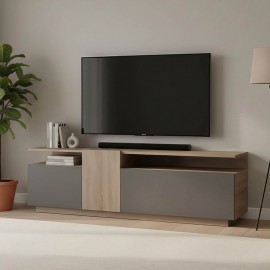 230-000109 Έπιπλο τηλεόρασης Vendora pakoworld σε sonoma-ανθρακί απόχρωση 150x29.5x46.3εκ