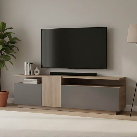 230-000109 Έπιπλο τηλεόρασης Vendora pakoworld σε sonoma-ανθρακί απόχρωση 150x29.5x46.3εκ