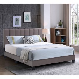 Ε8804,12 ALLEGRO Κρεβάτι Διπλό 140x190cm, Ύφασμα Cappuccino, με Κεφαλάρι πολλαπλών θέσεων