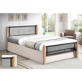 Ε8041,1 ΝΕΤ Κρεβάτι Διπλό για Στρώμα 150x200cm, Μέταλλο Βαφή Μαύρο, Ξύλο Φυσικό