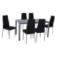 ΕΜ966,S5 JETTA-DEGO Set Τραπεζαρία: Τραπέζι + 6 Καρέκλες, Μέταλλο Γκρι - Γυαλί Μαύρο - PVC Μαύρο