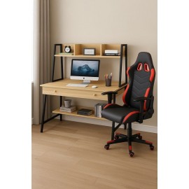 ΕΟ710,1 STUDENT-1 Set Γραφείο Η/Υ Sonoma - Μαύρο + Πολυθρόνα Gaming Μαύρο - Κόκκινο