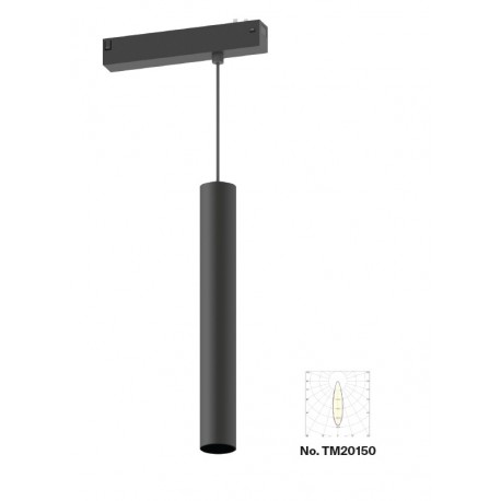 TM20150 Inlight Κρεμαστό φωτιστικό LED 10W, 3CCT, 24°, για μαγνητική ράγα 220V  σε μαύρη απόχρωση D:4x30cm (TM20150)