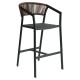 14840109 Σκαμπό Bar ArteLibre SANTORINI Μαύρο/Φυσικό Αλουμίνιο/Rattan 55x56x99cm Φυσικό/Μαύρο