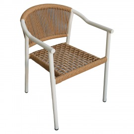 14840150 Πολυθρόνα Κήπου ArteLibre KINOSSA Λευκό/Φυσικό RATTAN Αλουμίνιο/Rattan 54x59x76cm Φυσικό/Λευκό
