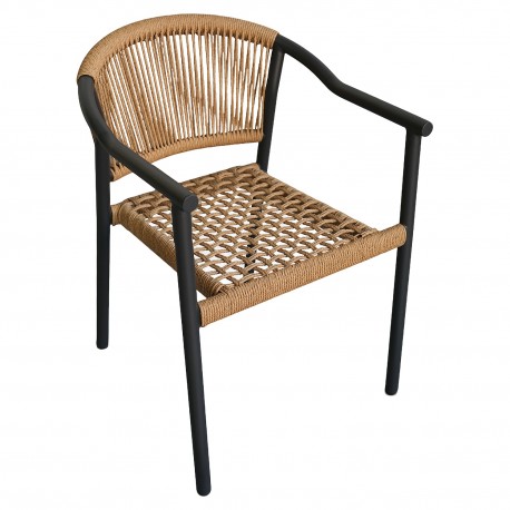 14840151 Πολυθρόνα Κήπου ArteLibre KINOSSA Ανθρακί/Φυσικό RATTAN Αλουμίνιο/Rattan 54x59x76cm Φυσικό/Μαύρο