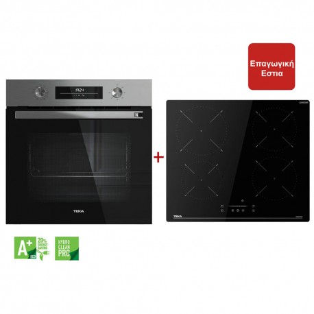 Teka HSB 6350 SS + 64110 SSM BK Φούρνος άνω Πάγκου 71lt με Επαγωγικές Εστίες Π59.5εκ. Inox Α+