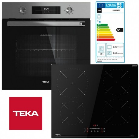 Teka HSB 6450 SS + IBC 64110 SSM BK Φούρνος άνω Πάγκου με Επαγωγικές Εστίες  70lt Π59.5εκ. Inox Α+