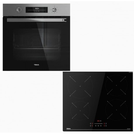 Teka HSB 6460 SS + IBC 64110 SSM Φούρνος άνω Πάγκου 71lt με Επαγωγικές Εστίες Π59.5εκ. Μαύρος A+