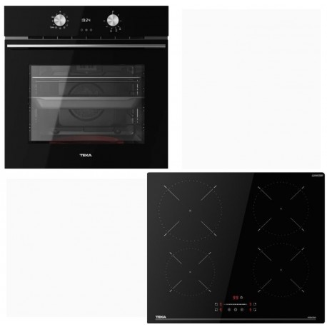 Teka HLB 8408 BK + IBC 64110 SSM Φούρνος άνω Πάγκου 71lt με Επαγωγικές Εστίες Π59.5εκ. Μαύρος Α+
