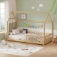 412-000010 Παιδικό κρεβάτι Bambie με κιγκλίδωμα τ. Montessori pakoworld ξύλο πεύκου σε φυσική απόχρωση 90x190εκ