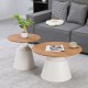 278-000050 Τραπέζια σαλονιού Parquet pakoworld σετ 2τεμ μέταλλο λευκό- mdf σε φυσική απόχρωση