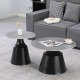 278-000047 Τραπέζια σαλονιού Sculpt pakoworld σετ 2τεμ μέταλλο μαύρο- sintered stone γκρι μάρμαρο