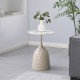 278-000060 Βοηθητικό τραπέζι Amphora pakoworld μέταλλο cappuccino- τραβερτίνα με όψη μαρμάρου Φ40x60εκ