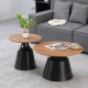 278-000049 Τραπέζια σαλονιού Parquet pakoworld σετ 2τεμ μέταλλο μαύρο- mdf σε φυσική απόχρωση