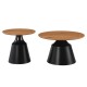 278-000049 Τραπέζια σαλονιού Parquet pakoworld σετ 2τεμ μέταλλο μαύρο- mdf σε φυσική απόχρωση
