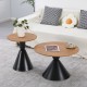 278-000051 Τραπέζια σαλονιού Obsidian pakoworld σετ 2τεμ μέταλλο μαύρο- mdf σε φυσική απόχρωση