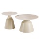 278-000048 Τραπέζια σαλονιού Sculpt pakoworld σετ 2τεμ μέταλλο cappuccino- sintered stone σε όψης τραβερτίνης