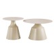 278-000048 Τραπέζια σαλονιού Sculpt pakoworld σετ 2τεμ μέταλλο cappuccino- sintered stone σε όψης τραβερτίνης
