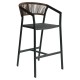 14840110 Σκαμπό Bar ArteLibre SANTORINI Ανθρακί/Φυσικό Αλουμίνιο/Rattan 55x56x99cm Φυσικό/Μαύρο