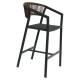 14840110 Σκαμπό Bar ArteLibre SANTORINI Ανθρακί/Φυσικό Αλουμίνιο/Rattan 55x56x99cm Φυσικό/Μαύρο