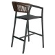 14840110 Σκαμπό Bar ArteLibre SANTORINI Ανθρακί/Φυσικό Αλουμίνιο/Rattan 55x56x99cm Φυσικό/Μαύρο