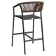 14840110 Σκαμπό Bar ArteLibre SANTORINI Ανθρακί/Φυσικό Αλουμίνιο/Rattan 55x56x99cm Φυσικό/Μαύρο