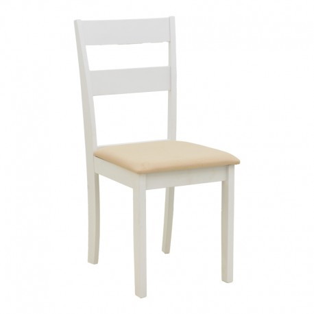091-000022 Καρέκλα Dallan pakoworld rubberwood λευκό 40x47.5x89εκ