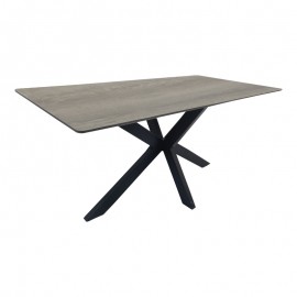 390-000032 Τραπέζι Bethan pakoworld sonoma με γκρι mdf και μαύρο μέταλλο 180x90x75εκ