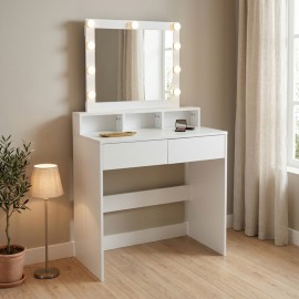 412-000003 Τουαλέτα κρεβατοκάμαρας Virna pakoworld με led λευκό 80x40x145εκ
