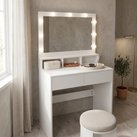 412-000001 Τουαλέτα κρεβατοκάμαρας Vanity pakoworld με led λευκό 80x40x140εκ