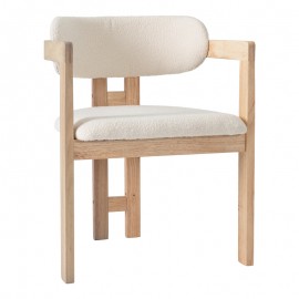 128-000077 Πολυθρόνα Winsor pakoworld μπεζ μπουκλέ ύφασμα-rubberwood σε φυσική απόχρωση 58.5x51x76εκ