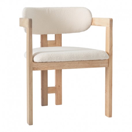 128-000077 Πολυθρόνα Winsor pakoworld μπεζ μπουκλέ ύφασμα-rubberwood σε φυσική απόχρωση 58.5x51x76εκ